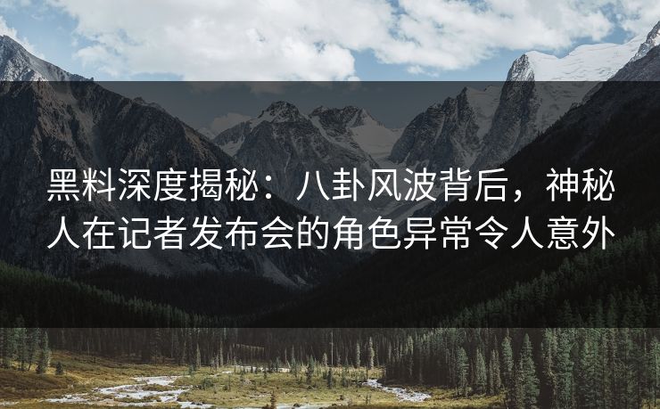 黑料深度揭秘：八卦风波背后，神秘人在记者发布会的角色异常令人意外