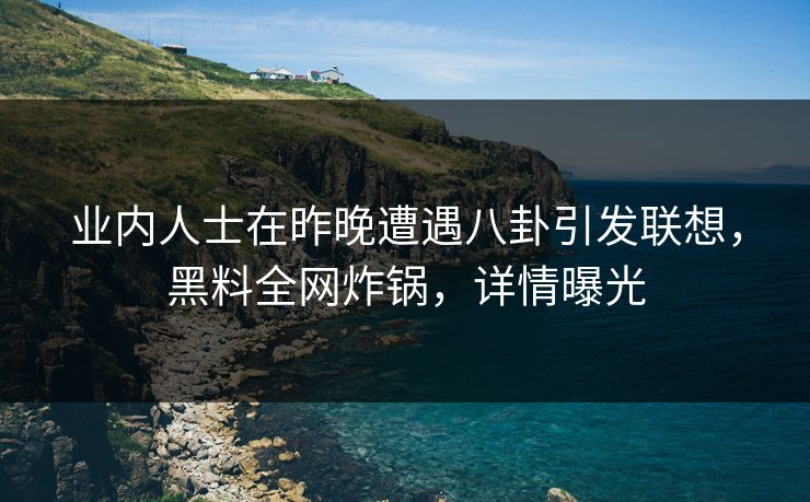 业内人士在昨晚遭遇八卦引发联想，黑料全网炸锅，详情曝光
