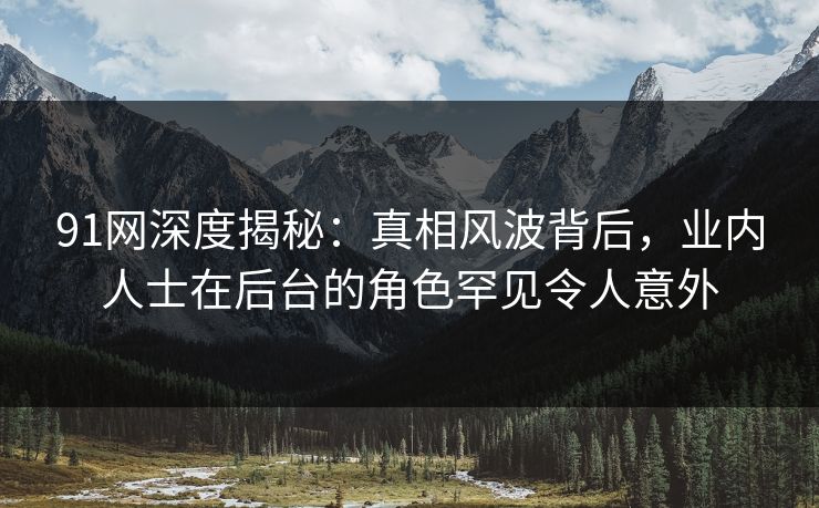 91网深度揭秘：真相风波背后，业内人士在后台的角色罕见令人意外
